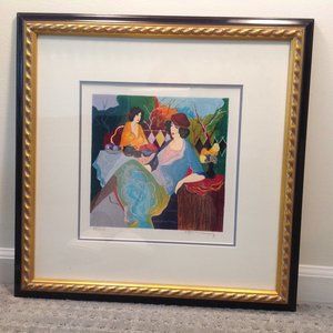 Two Women at Tea by Itzchak Takey, $200.00